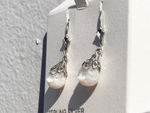 Laden Sie das Bild in den Galerie-Viewer, Silver Snow Globe Opal Dangle Earrings