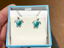 Load image into Gallery viewer, Turtle Silver Earrings Hard Fired Enamel