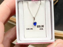 Load image into Gallery viewer, Blue Cubic Zirconia Silver Heart Children&#39;s Pendant