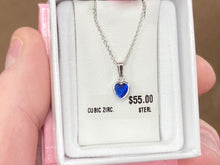 Charger l'image dans la galerie, Blue Cubic Zirconia Silver Heart Children's Pendant