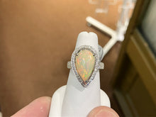 Charger l'image dans la galerie, Opal And Diamond 18k White Gold Ring