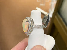 Charger l'image dans la galerie, Opal And Diamond 18k White Gold Ring