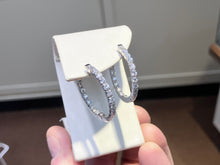 Load image into Gallery viewer, White Gold Inside Outside Diamond Hoop Earrings 2.36 Carats