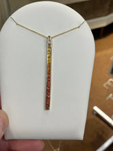 Charger l'image dans la galerie, Sapphire And Diamond Gold Bar Necklace