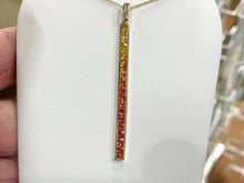 Charger l'image dans la galerie, Sapphire And Diamond Gold Bar Necklace