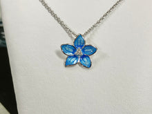 Charger l'image dans la galerie, Blue Flower Silver White Sapphire Adjustable Necklace