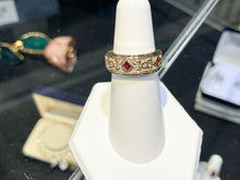 Cargar imagen en el visor de la galería, Ruby And Diamond Wide Gold Ring