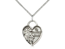 Load image into Gallery viewer, Guardian Angel Silver Heart Pendant With Chain Religious