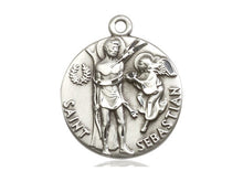 Charger l'image dans la galerie, Saint Sebastian Silver Pendant With Chain Religious