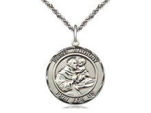 Cargar imagen en el visor de la galería, Saint Anthony Silver Pendant With 24 Inch Silver Rope Chain Religious