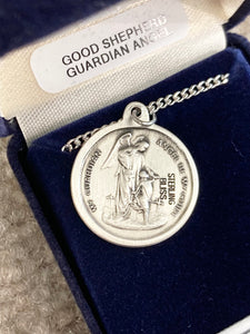 Good Shepherd And Guardian Angel Silver Pendant And Chain