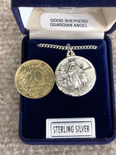 Cargar imagen en el visor de la galería, Good Shepherd And Guardian Angel Silver Pendant And Chain