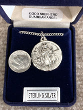 Cargar imagen en el visor de la galería, Good Shepherd And Guardian Angel Silver Pendant And Chain