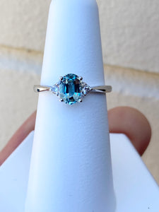 Aquamarine And Diamond White Gold Ring