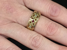 Cargar imagen en el visor de la galería, Ruby And Diamond Wide Gold Ring