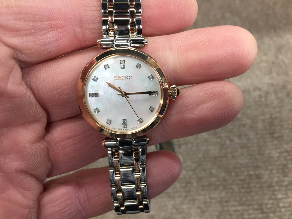 Seiko Ladies Dress Watch Mother Of Pearl Dial With Diamonds DeGrandpre Jewelers