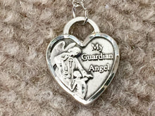 Charger l'image dans la galerie, Guardian Angel Silver Heart Pendant With Chain Religious