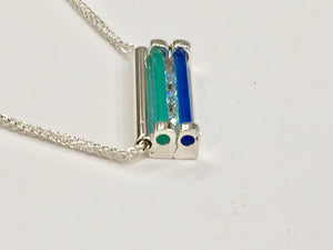 Blue And Green Onyx Silver Bar Necklace