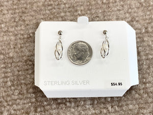 Sterling Silver Caged  Fresh Water Pearl Dangle Earrings