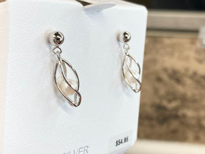 Sterling Silver Caged  Fresh Water Pearl Dangle Earrings