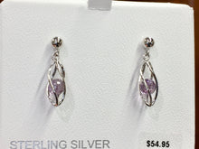Load image into Gallery viewer, Caged Amethyst Sterling Silver Dangle Stud Earrings