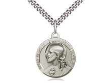 Charger l&#39;image dans la galerie, Sacred Heart Of Jesus High Relief Silver Medal With Chain