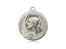 Cargar imagen en el visor de la galería, Sacred Heart Of Jesus High Relief Silver Medal With Chain