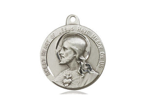 Sacred Heart Of Jesus High Relief Silver Medal With Chain