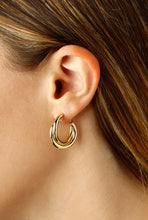 Load image into Gallery viewer, Double Tube Gold Vermeil Hoop Earrings