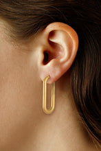 Load image into Gallery viewer, Silver Vermeil Long Flat Hoop Earrings