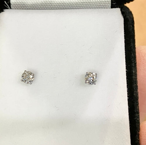 Natural Diamond Stud White Gold Earrings