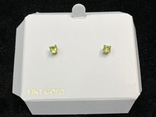 Load image into Gallery viewer, Natural Peridot Gold Stud Earrings