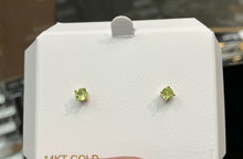 Load image into Gallery viewer, Natural Peridot Gold Stud Earrings