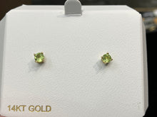 Load image into Gallery viewer, Natural Peridot Gold Stud Earrings