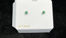 Load image into Gallery viewer, Emerald Gold Stud Earrings
