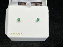 Load image into Gallery viewer, Emerald Gold Stud Earrings