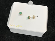 Load image into Gallery viewer, Emerald Gold Stud Earrings