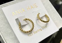 Load image into Gallery viewer, Ania Haie Gold Texture Medium Huggie Hoop Earrings