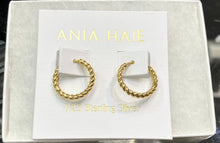 Load image into Gallery viewer, Ania Haie Gold Texture Medium Huggie Hoop Earrings