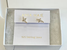 Load image into Gallery viewer, Gold Kiss Pave Stud Silver Earrings Gold Plated Ania Haie