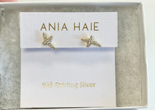 Load image into Gallery viewer, Gold Kiss Pave Stud Silver Earrings Gold Plated Ania Haie