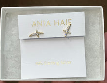 Load image into Gallery viewer, Gold Kiss Pave Stud Silver Earrings Gold Plated Ania Haie