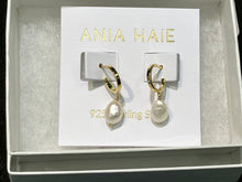 Load image into Gallery viewer, Pearl Mini Hoop Earrings