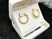 Load image into Gallery viewer, Silver Vermeil Rope Hoop Earrings