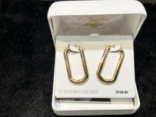 Load image into Gallery viewer, Silver Vermeil Long Flat Hoop Earrings