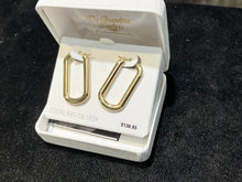 Load image into Gallery viewer, Silver Vermeil Long Flat Hoop Earrings