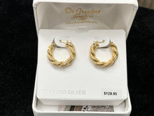Load image into Gallery viewer, Silver Vermeil Rope Hoop Earrings