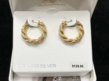 Load image into Gallery viewer, Silver Vermeil Rope Hoop Earrings