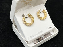 Load image into Gallery viewer, Silver Vermeil Rope Hoop Earrings