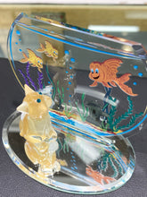 Load image into Gallery viewer, Cat And Fishbowl Glass Figurine